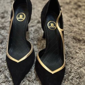 Balmain Velvet Heels with Gold